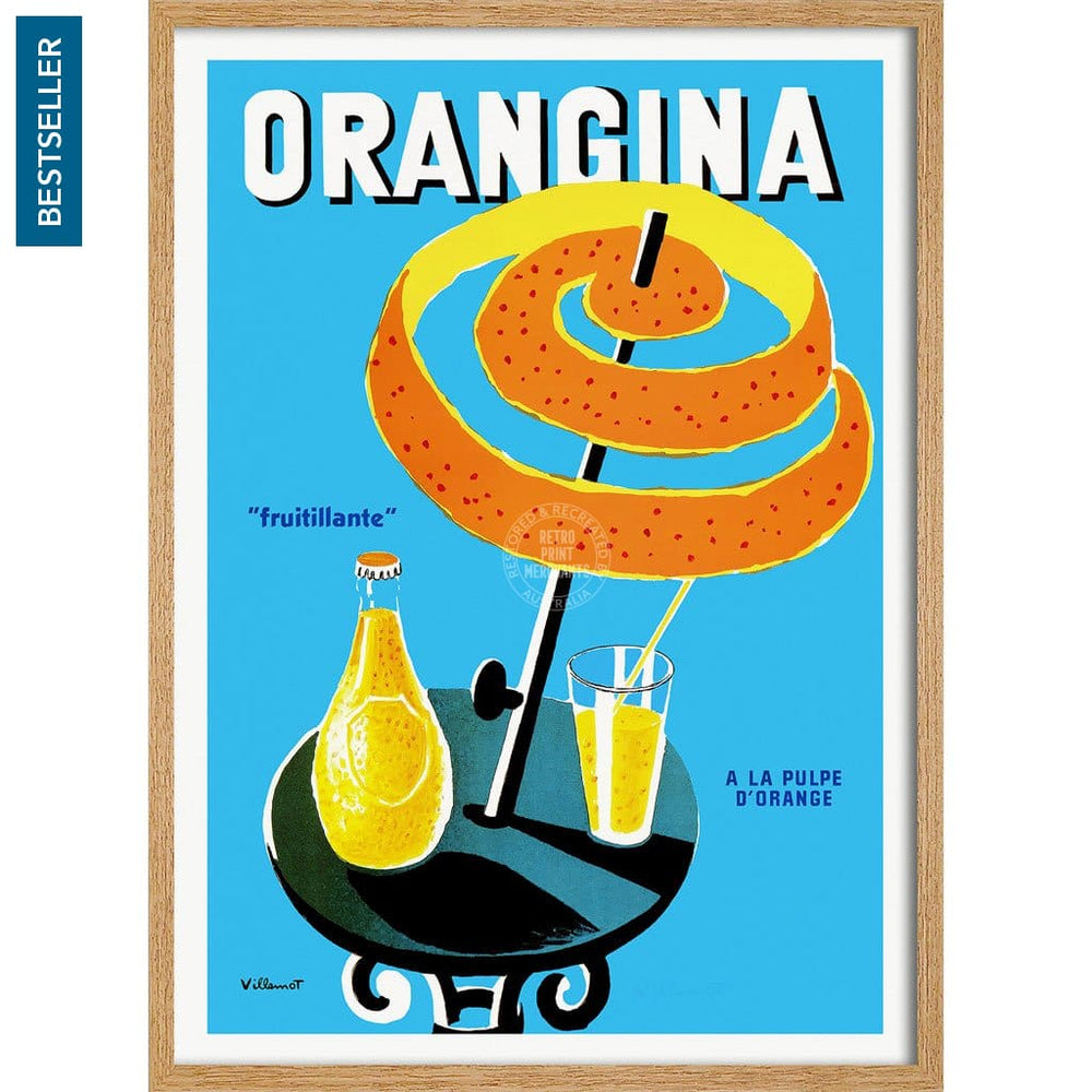 Orangina Fruitillante | France 422Mm X 295Mm 16.6 11.6 A3 / Natural Oak Print Art