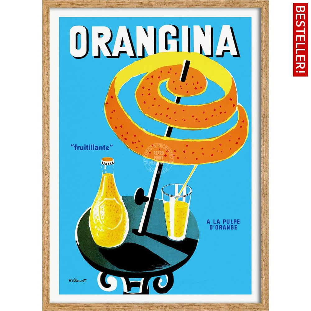 Orangina Fruitillante | France 422Mm X 295Mm 16.6 11.6 A3 / Natural Oak Print Art
