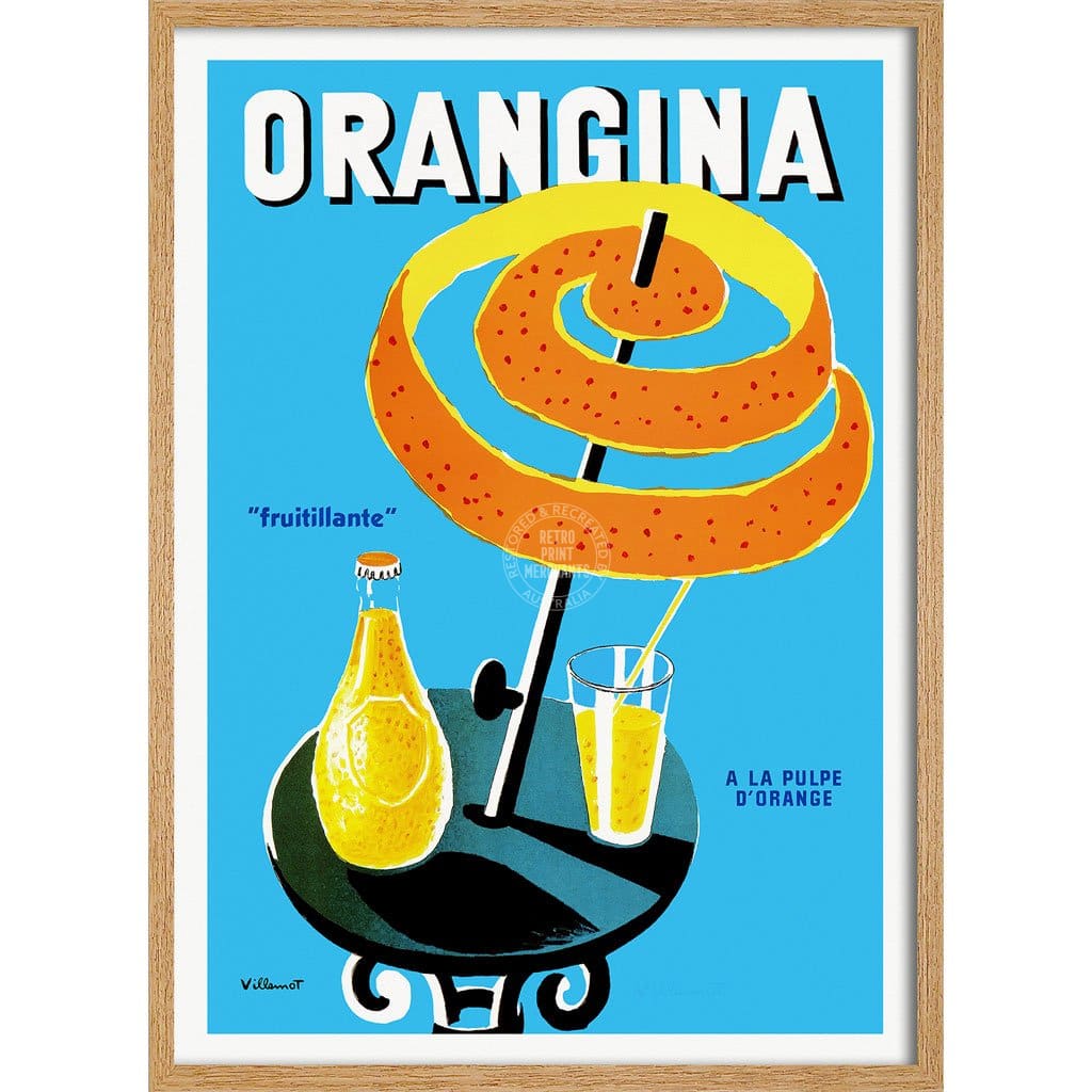 Orangina Fruitillante | France 422Mm X 295Mm 16.6 11.6 A3 / Natural Oak Print Art