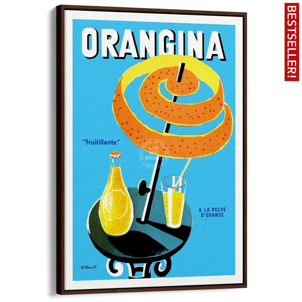 Orangina Fruitillante | France A3 297 X 420Mm 11.7 16.5 Inches / Canvas Floating Frame - Dark Oak