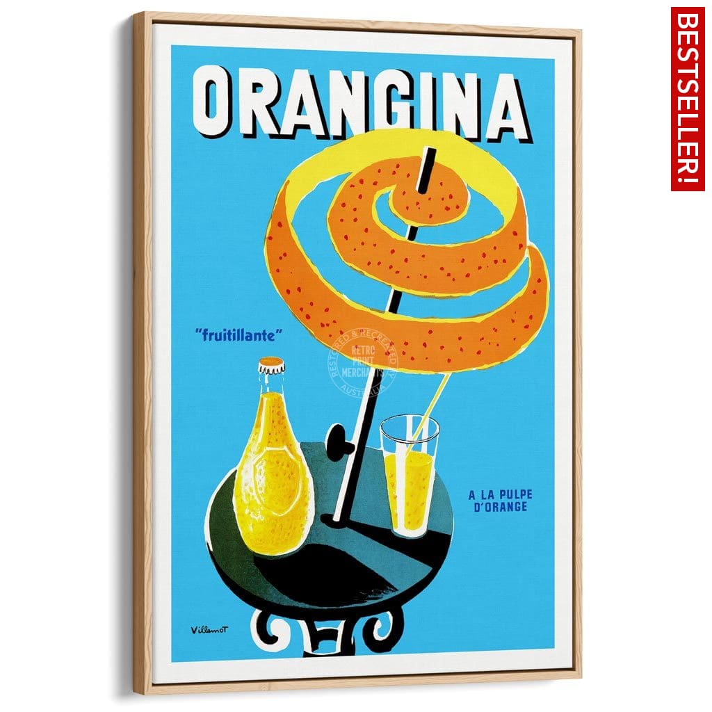 Orangina Fruitillante | France A3 297 X 420Mm 11.7 16.5 Inches / Canvas Floating Frame - Natural Oak