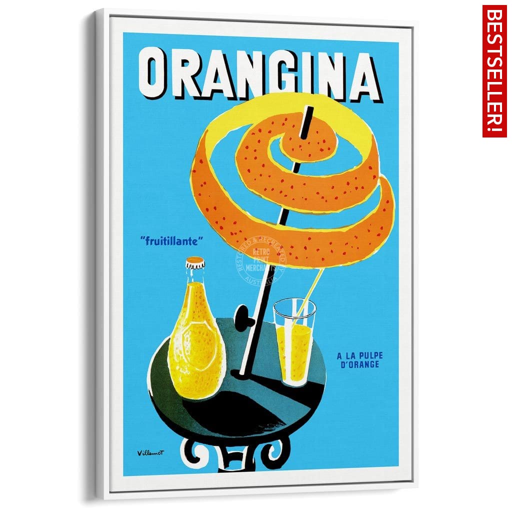 Orangina Fruitillante | France A3 297 X 420Mm 11.7 16.5 Inches / Canvas Floating Frame - White