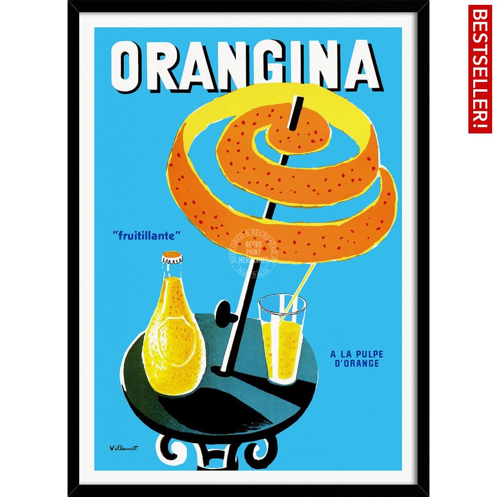 Orangina Fruitillante | France 422Mm X 295Mm 16.6 11.6 A3 / Black Print Art