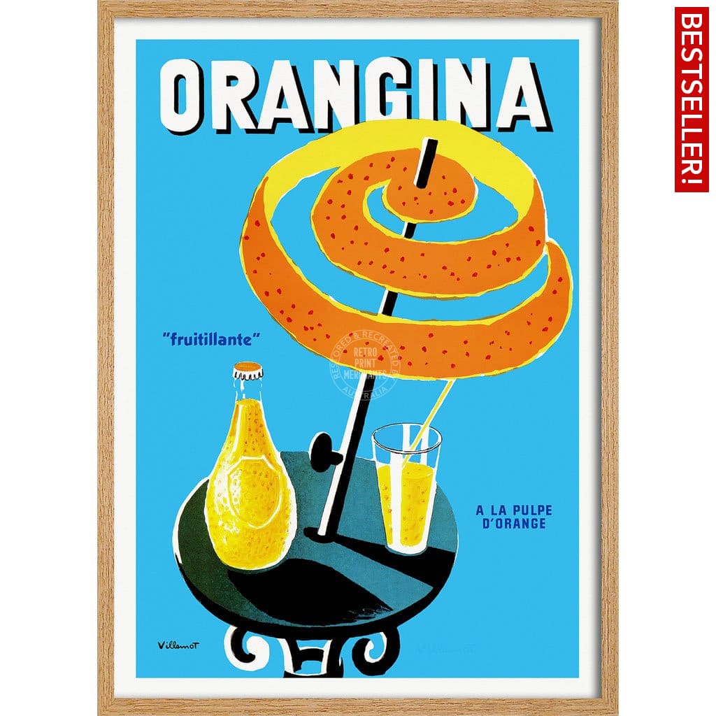 Orangina Fruitillante | France 422Mm X 295Mm 16.6 11.6 A3 / Natural Oak Print Art