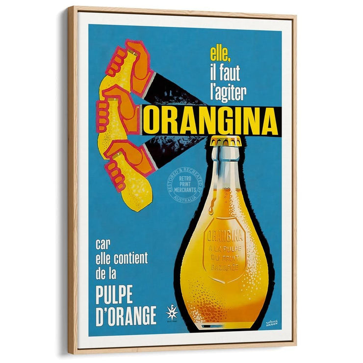 Orangina Shaken | France A3 297 X 420Mm 11.7 16.5 Inches / Canvas Floating Frame - Natural Oak