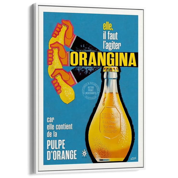 Orangina Shaken | France A3 297 X 420Mm 11.7 16.5 Inches / Canvas Floating Frame - White Timber
