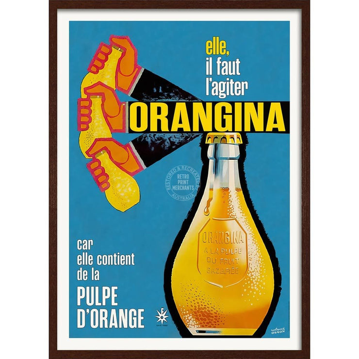 Orangina Shaken | France A3 297 X 420Mm 11.7 16.5 Inches / Framed Print - Dark Oak Timber Art
