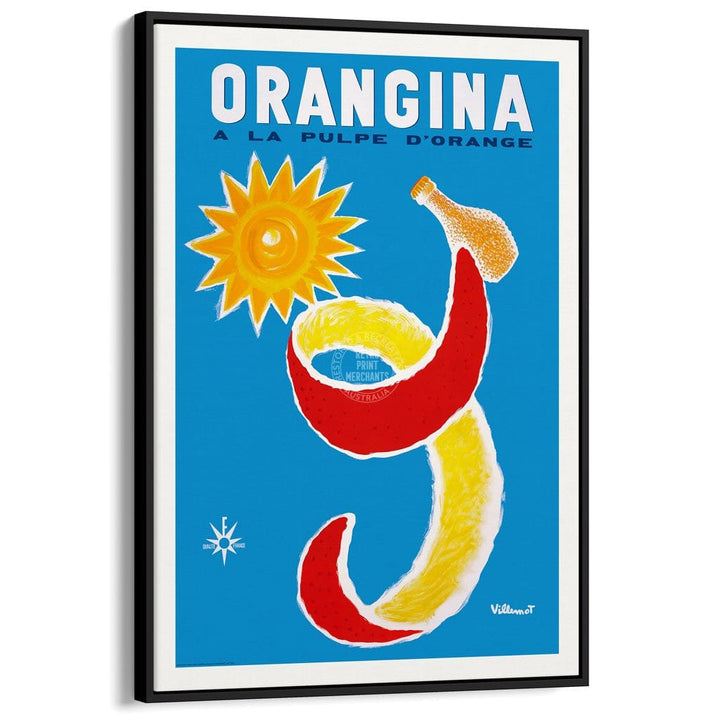 Orangina Sun 1965 | France A3 297 X 420Mm 11.7 16.5 Inches / Canvas Floating Frame - Black Timber