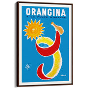 Orangina Sun 1965 | France A3 297 X 420Mm 11.7 16.5 Inches / Canvas Floating Frame - Dark Oak Timber