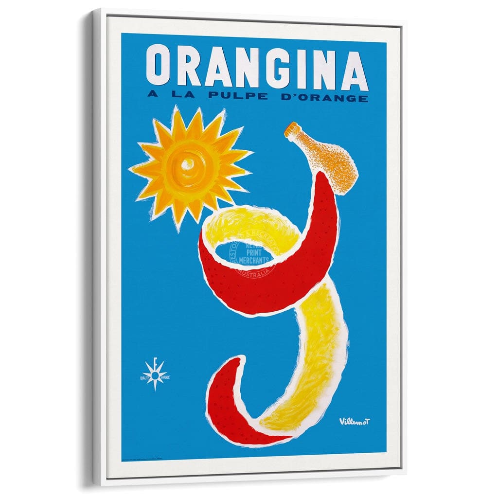 Orangina Sun 1965 | France A3 297 X 420Mm 11.7 16.5 Inches / Canvas Floating Frame - White Timber