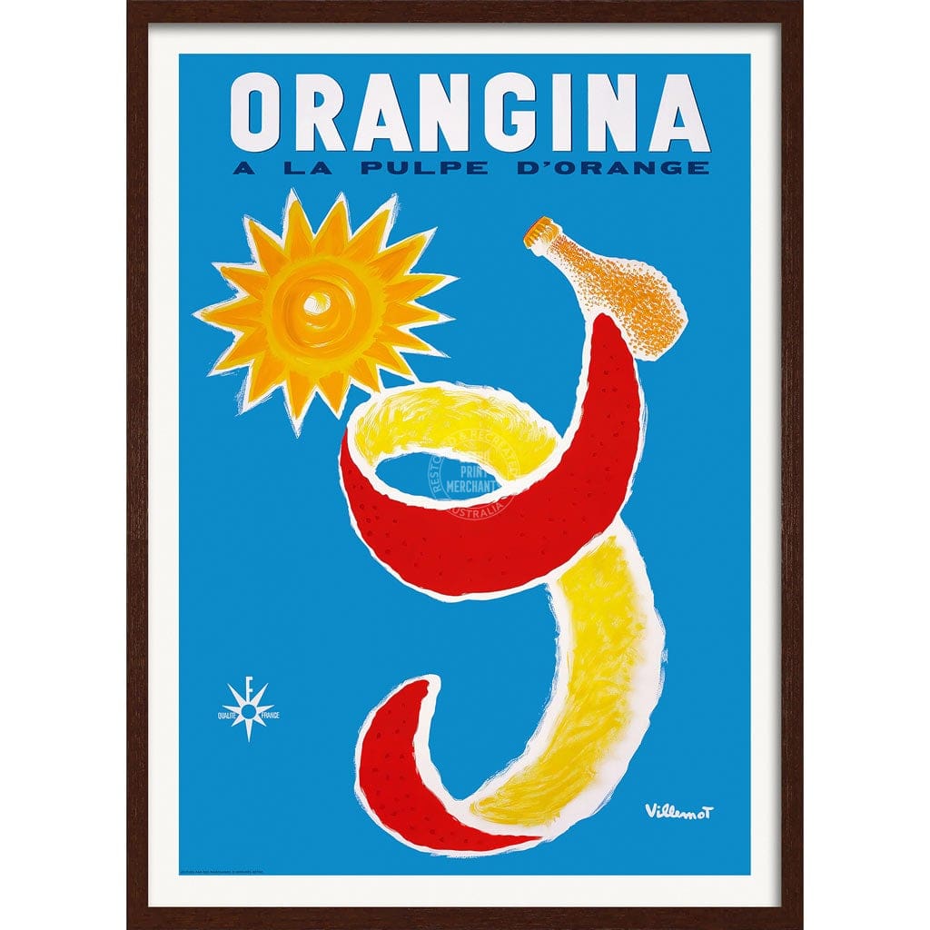 Orangina Sun 1965 | France A3 297 X 420Mm 11.7 16.5 Inches / Framed Print - Dark Oak Timber Art