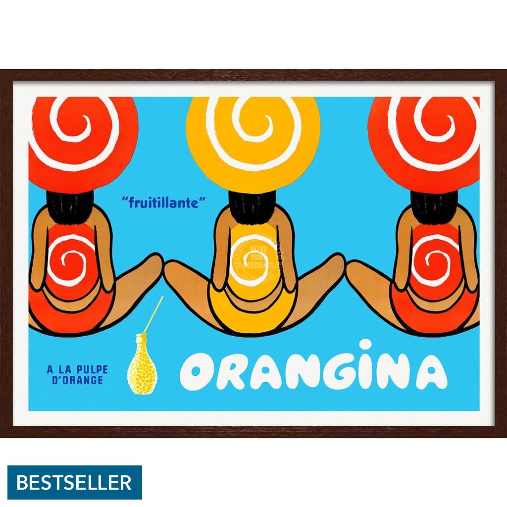 Orangina Triplets | France 422Mm X 295Mm 16.6 11.6 A3 / Dark Oak Print Art