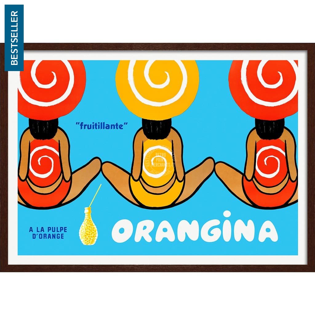 Orangina Triplets | France 422Mm X 295Mm 16.6 11.6 A3 / Dark Oak Print Art