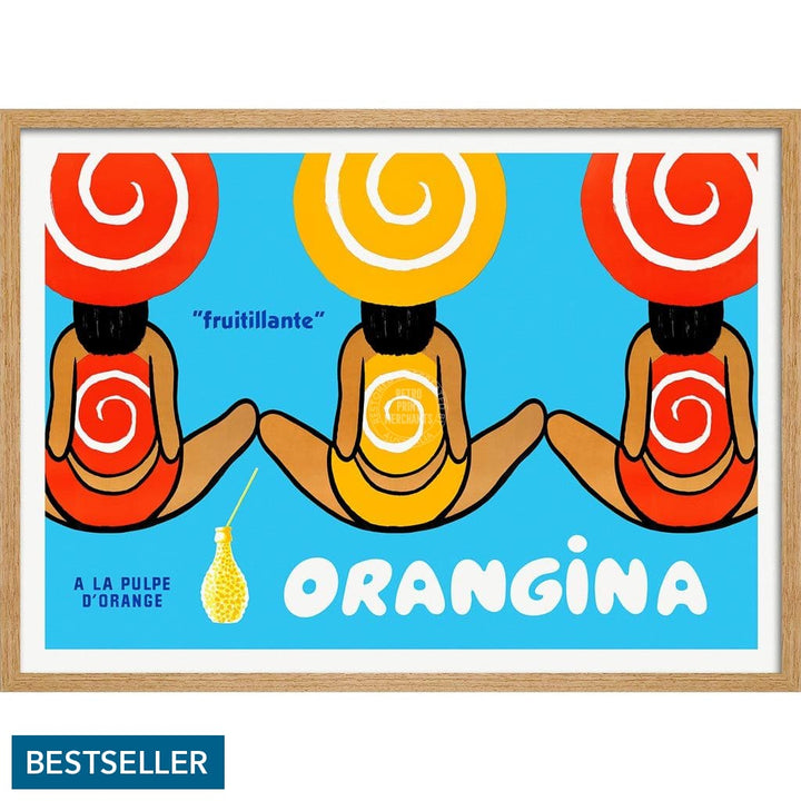 Orangina Triplets | France 422Mm X 295Mm 16.6 11.6 A3 / Natural Oak Print Art