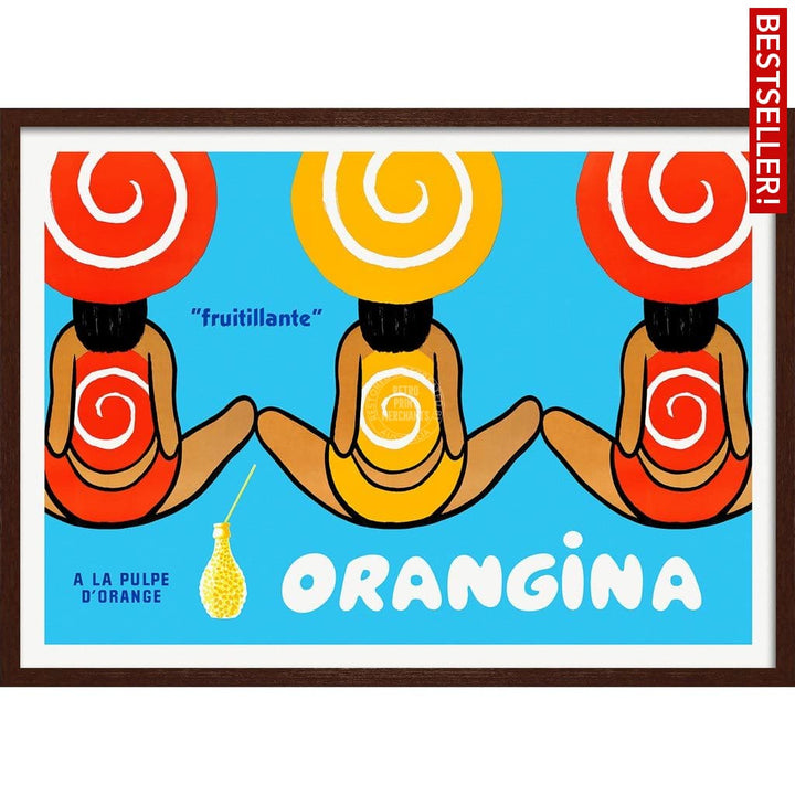 Orangina Triplets | France 422Mm X 295Mm 16.6 11.6 A3 / Dark Oak Print Art