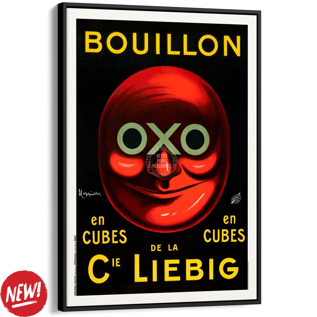 OXO STOCK CUBES 1911 | FRANCE A3 | 297 x 420mm | 11.7 x 16.5 inches / Canvas Floating Frame: Black Timber Print Art