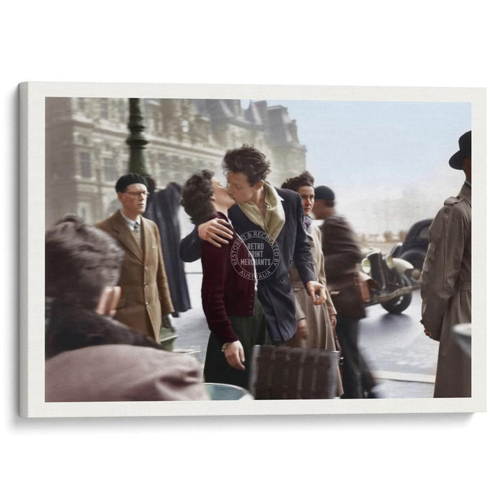 Paris Kiss | France A4 210 X 297Mm 8.3 11.7 Inches / Stretched Canvas Print Art