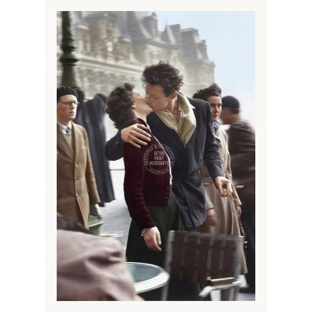 Paris Kiss Vertical | France A4 210 X 297Mm 8.3 11.7 Inches / Unframed Print Art