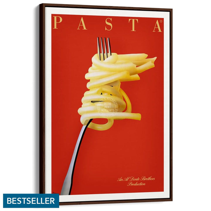 Pasta Al Dente | France A3 297 X 420Mm 11.7 16.5 Inches / Canvas Floating Frame - Dark Oak Timber