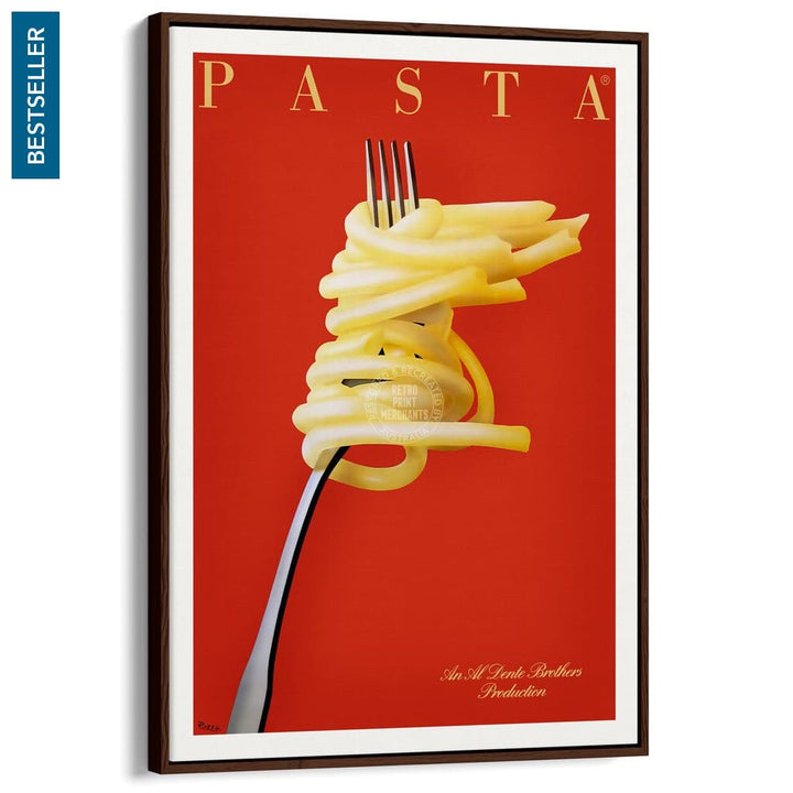 Pasta Al Dente | France A3 297 X 420Mm 11.7 16.5 Inches / Canvas Floating Frame - Dark Oak Timber
