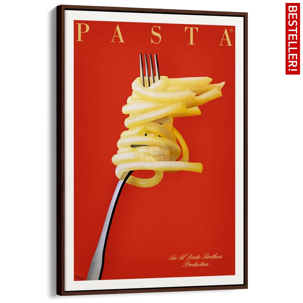 Pasta Al Dente | France A3 297 X 420Mm 11.7 16.5 Inches / Canvas Floating Frame - Dark Oak Timber