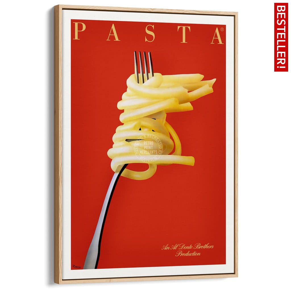 Pasta Al Dente | France A3 297 X 420Mm 11.7 16.5 Inches / Canvas Floating Frame - Natural Oak Timber