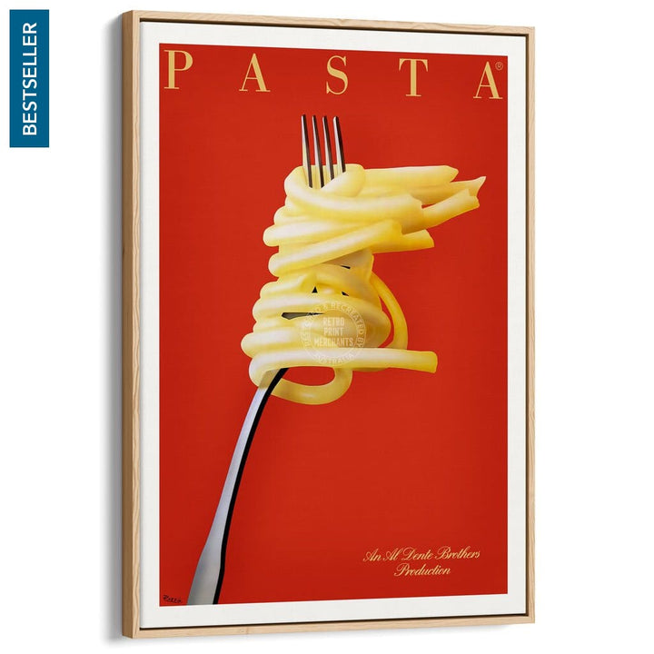 Pasta Al Dente | France A3 297 X 420Mm 11.7 16.5 Inches / Canvas Floating Frame - Natural Oak Timber