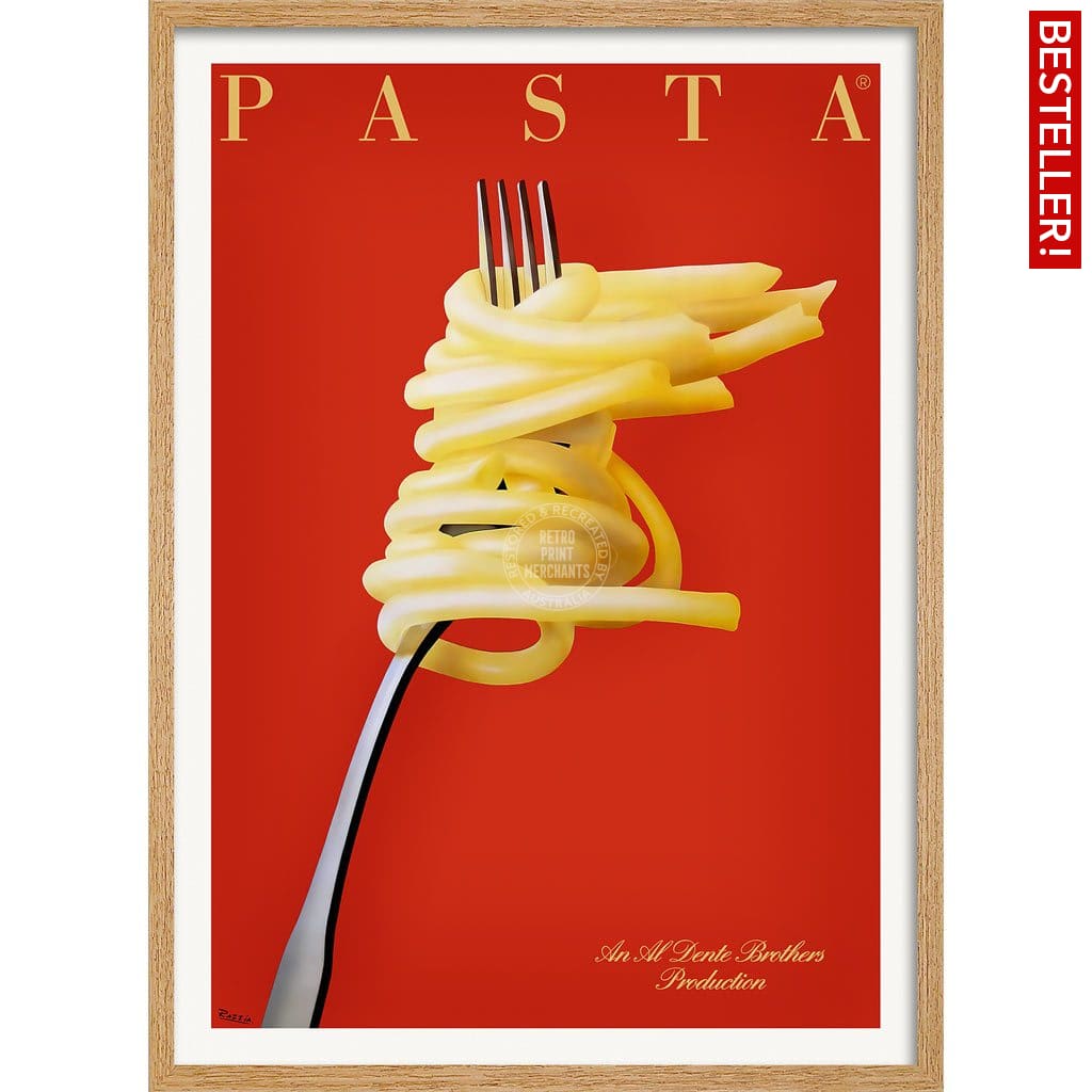 Pasta Al Dente | France A3 297 X 420Mm 11.7 16.5 Inches / Framed Print - Natural Oak Timber Art