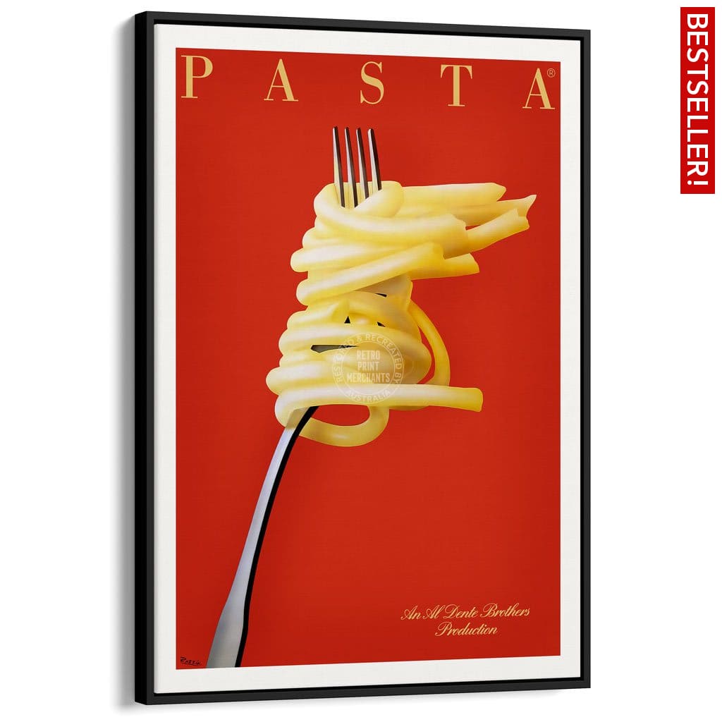 Pasta Al Dente | France A3 297 X 420Mm 11.7 16.5 Inches / Canvas Floating Frame - Black Timber Print