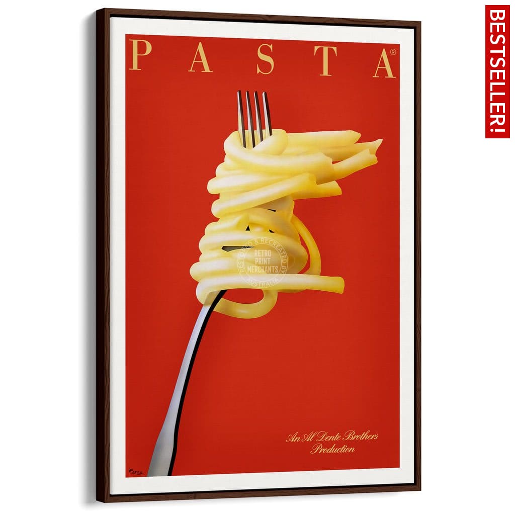 Pasta Al Dente | France A3 297 X 420Mm 11.7 16.5 Inches / Canvas Floating Frame - Dark Oak Timber