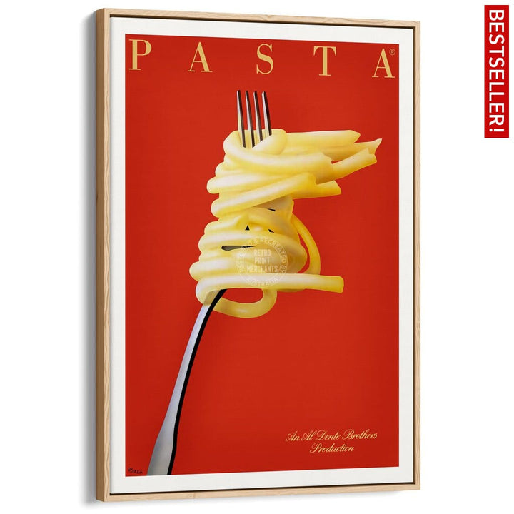 Pasta Al Dente | France A3 297 X 420Mm 11.7 16.5 Inches / Canvas Floating Frame - Natural Oak Timber