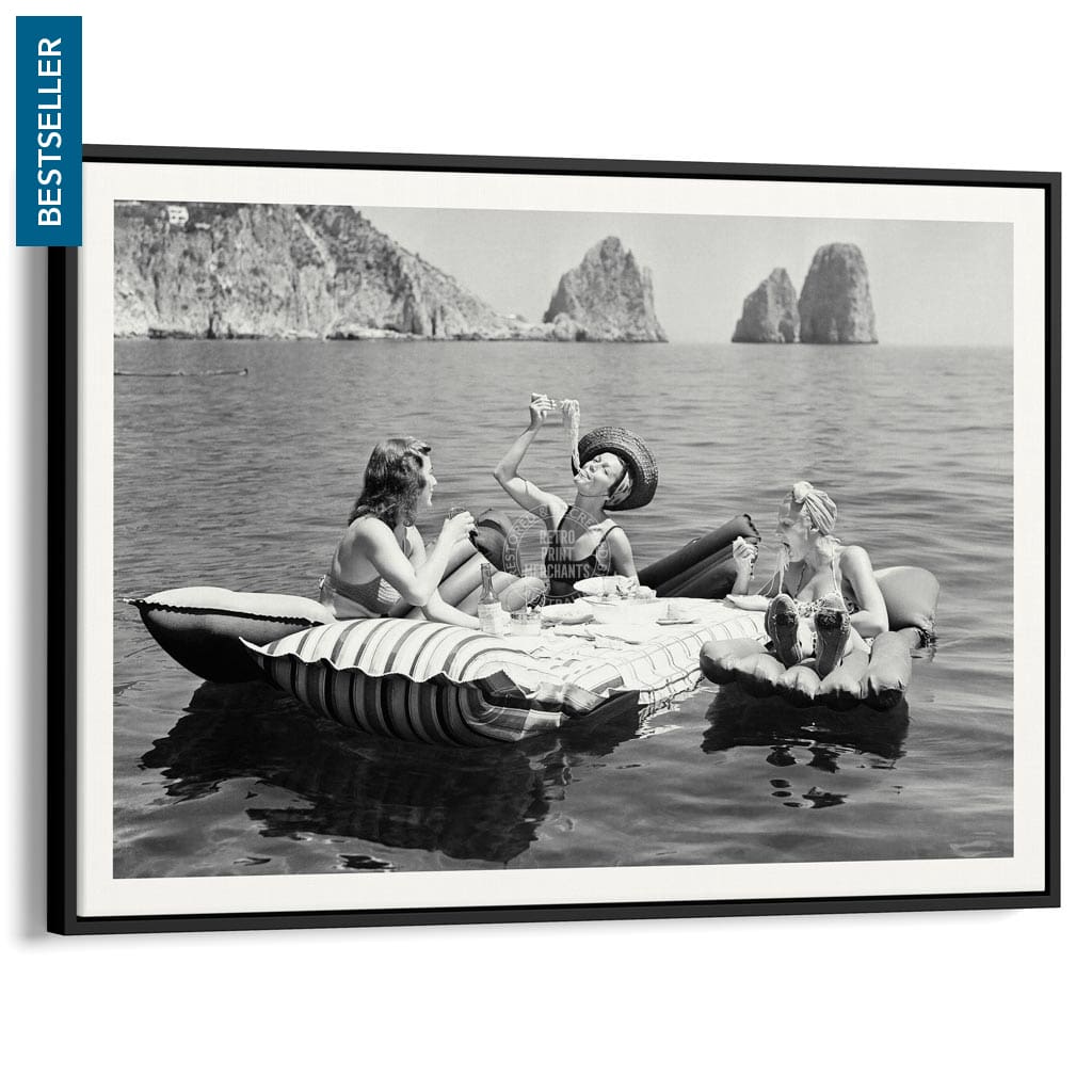 Pasta Off Capri | Italy A4 210 X 297Mm 8.3 11.7 Inches / Canvas Floating Frame: Black Timber Print