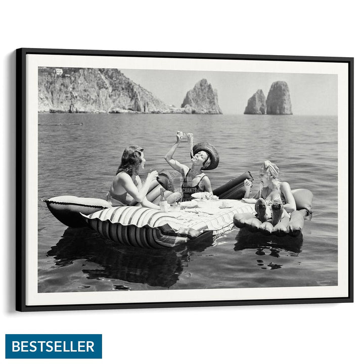 Pasta Off Capri | Italy A4 210 X 297Mm 8.3 11.7 Inches / Canvas Floating Frame: Black Timber Print