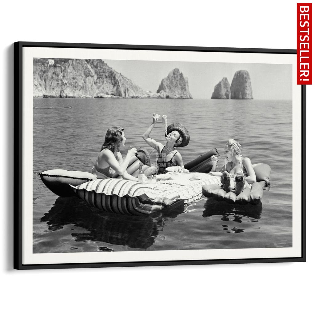 Pasta Off Capri | Italy A4 210 X 297Mm 8.3 11.7 Inches / Canvas Floating Frame: Black Timber Print