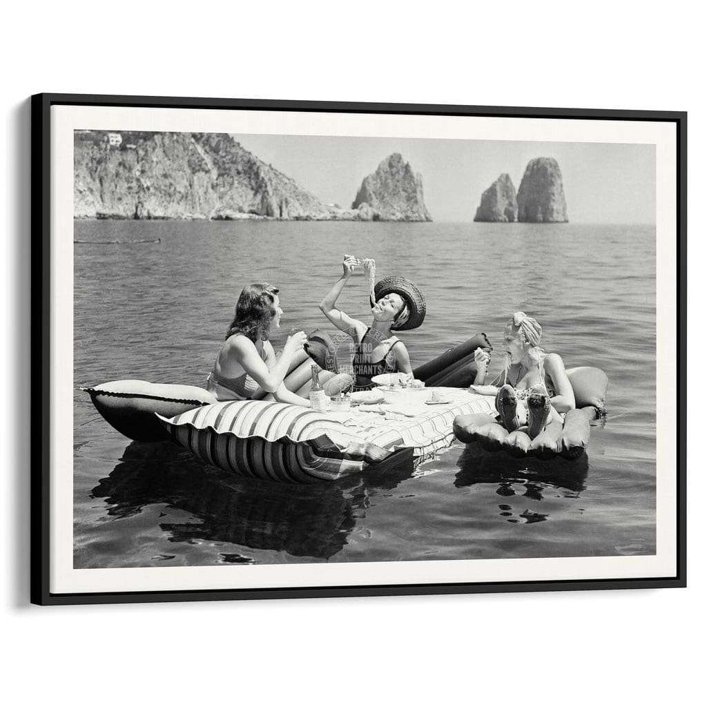 Pasta Off Capri | Italy A4 210 X 297Mm 8.3 11.7 Inches / Canvas Floating Frame: Black Timber Print