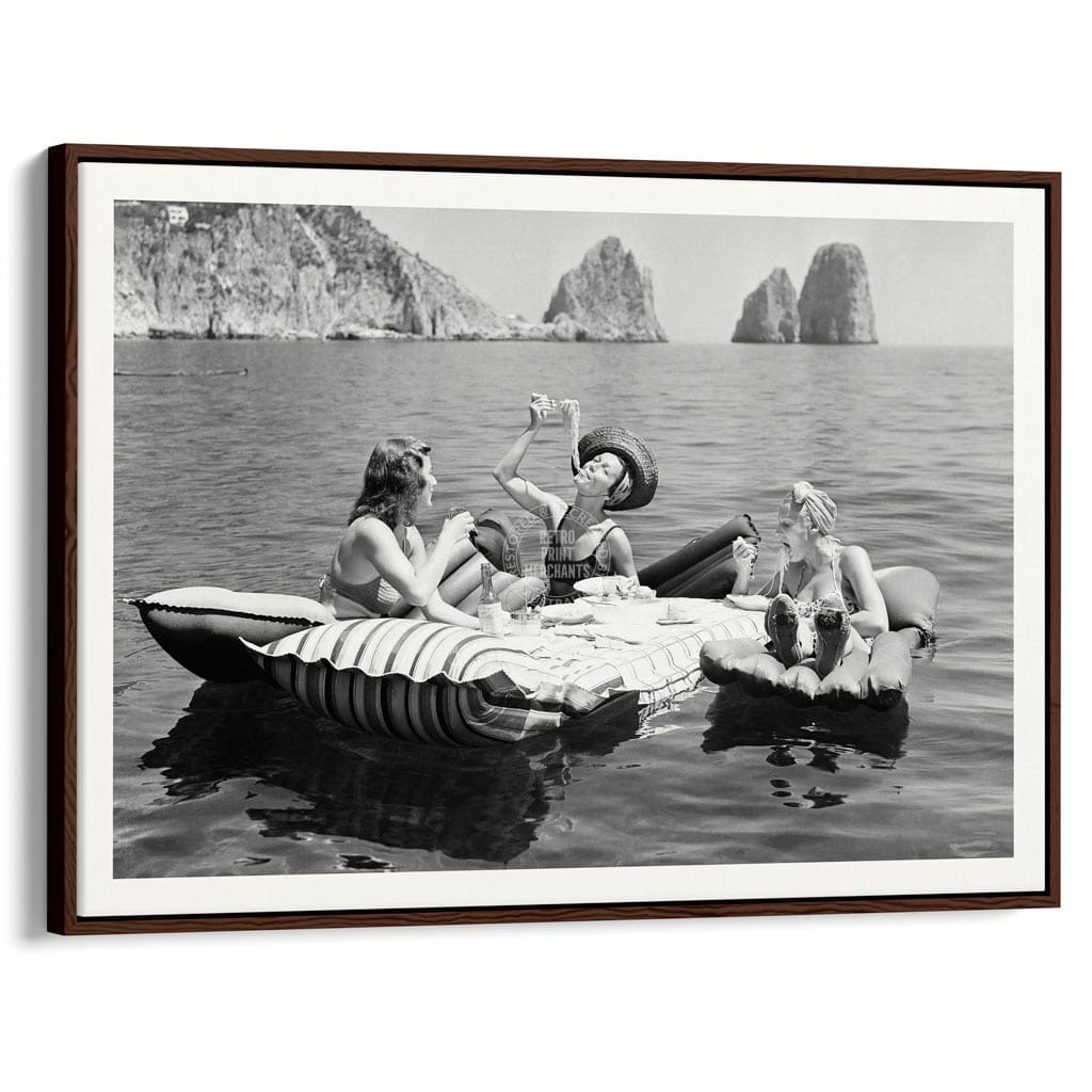 Pasta Off Capri | Italy A4 210 X 297Mm 8.3 11.7 Inches / Canvas Floating Frame: Chocolate Oak Timber