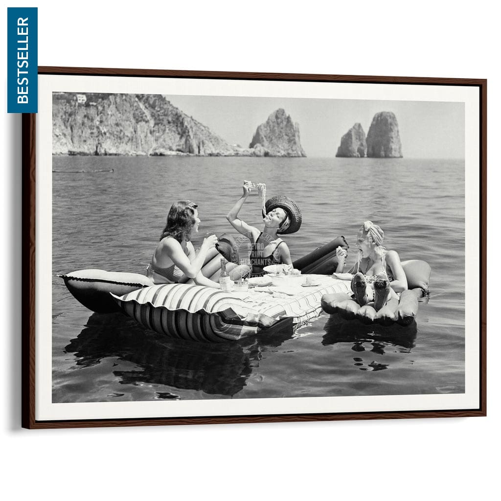 Pasta Off Capri | Italy A4 210 X 297Mm 8.3 11.7 Inches / Canvas Floating Frame: Chocolate Oak Timber