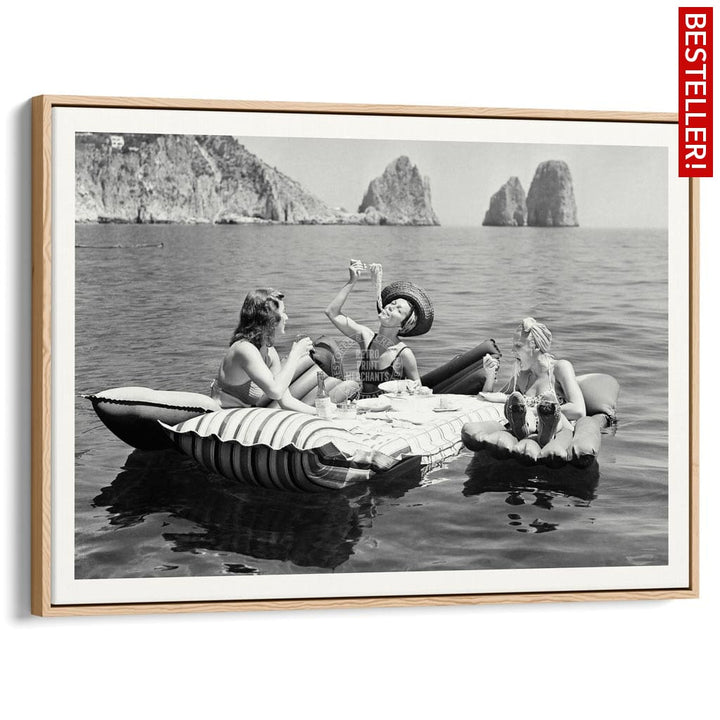 Pasta Off Capri | Italy A4 210 X 297Mm 8.3 11.7 Inches / Canvas Floating Frame: Natural Oak Timber