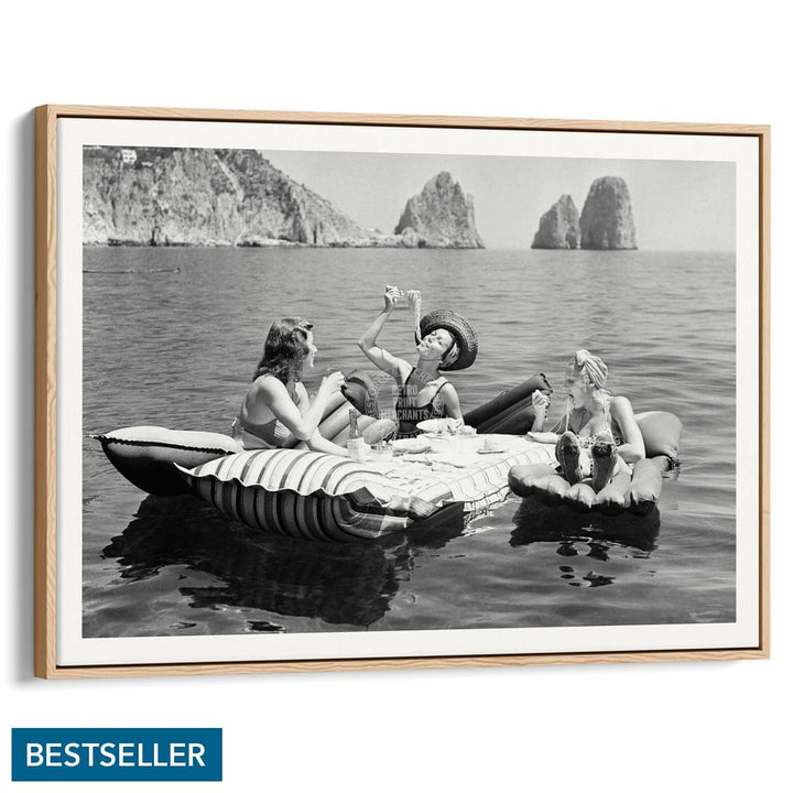 Pasta Off Capri | Italy A4 210 X 297Mm 8.3 11.7 Inches / Canvas Floating Frame: Natural Oak Timber