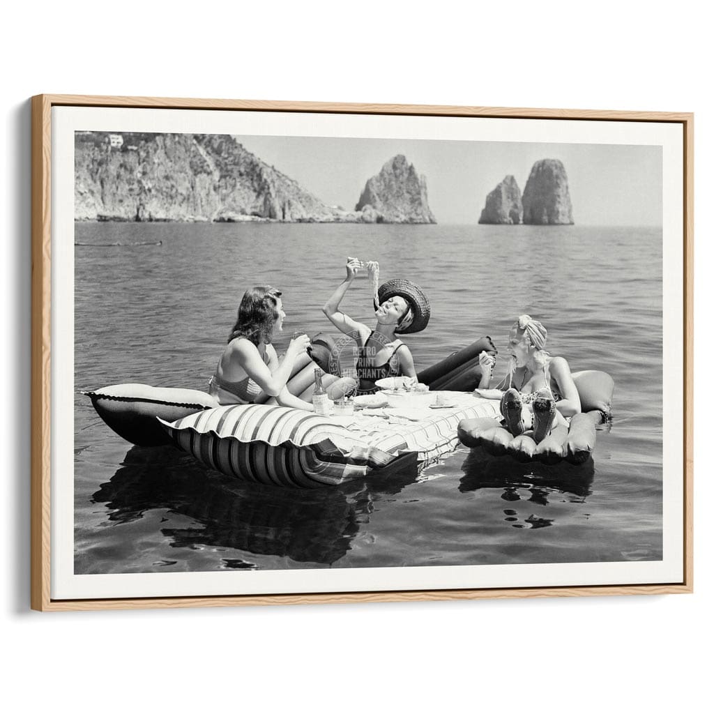 Pasta Off Capri | Italy A4 210 X 297Mm 8.3 11.7 Inches / Canvas Floating Frame: Natural Oak Timber