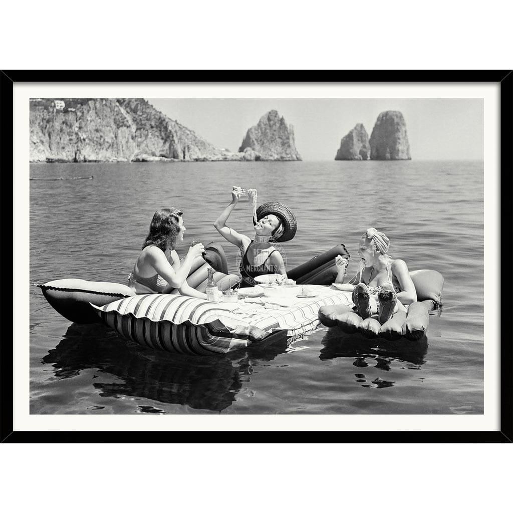 Pasta Off Capri | Italy A4 210 X 297Mm 8.3 11.7 Inches / Framed Print: Black Timber Print Art