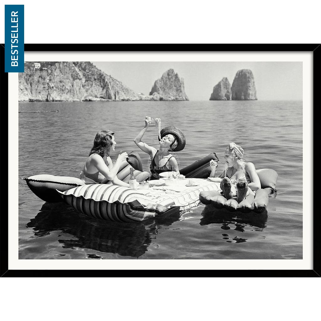 Pasta Off Capri | Italy A4 210 X 297Mm 8.3 11.7 Inches / Framed Print: Black Timber Print Art