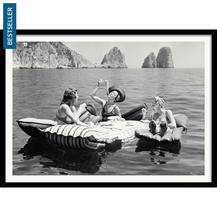 Pasta Off Capri | Italy A4 210 X 297Mm 8.3 11.7 Inches / Framed Print: Black Timber Print Art
