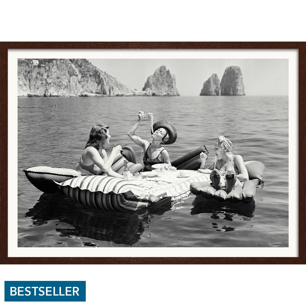 Pasta Off Capri | Italy A4 210 X 297Mm 8.3 11.7 Inches / Framed Print: Chocolate Oak Timber Print
