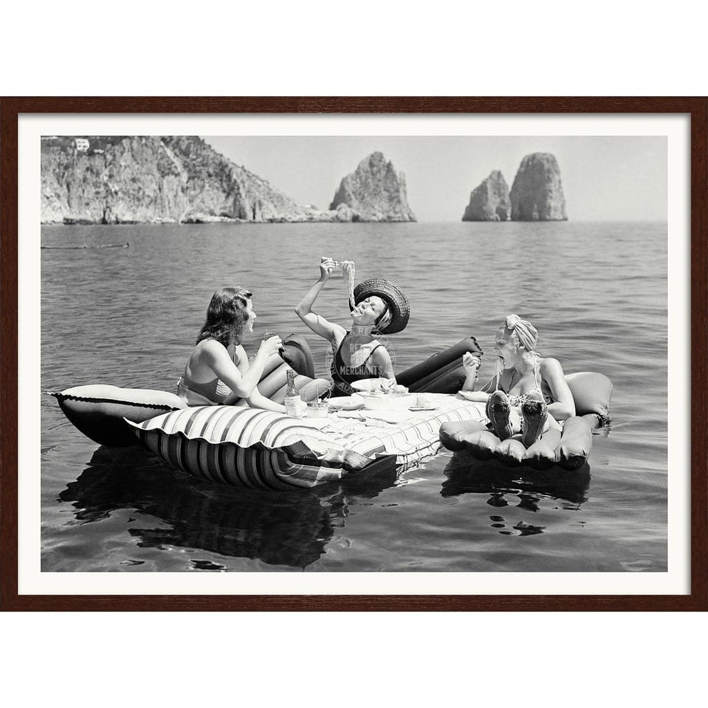 Pasta Off Capri | Italy A4 210 X 297Mm 8.3 11.7 Inches / Framed Print: Chocolate Oak Timber Print