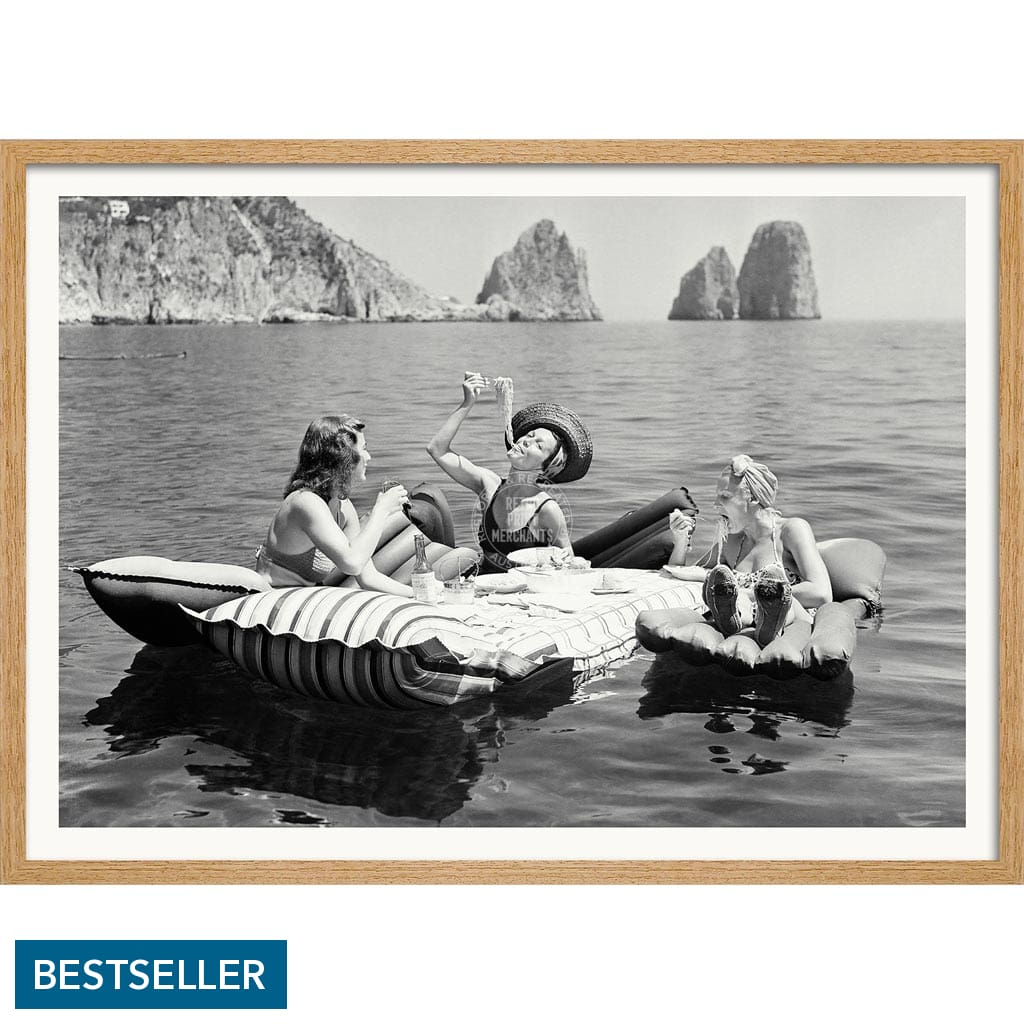 Pasta Off Capri | Italy A4 210 X 297Mm 8.3 11.7 Inches / Framed Print: Natural Oak Timber Print Art