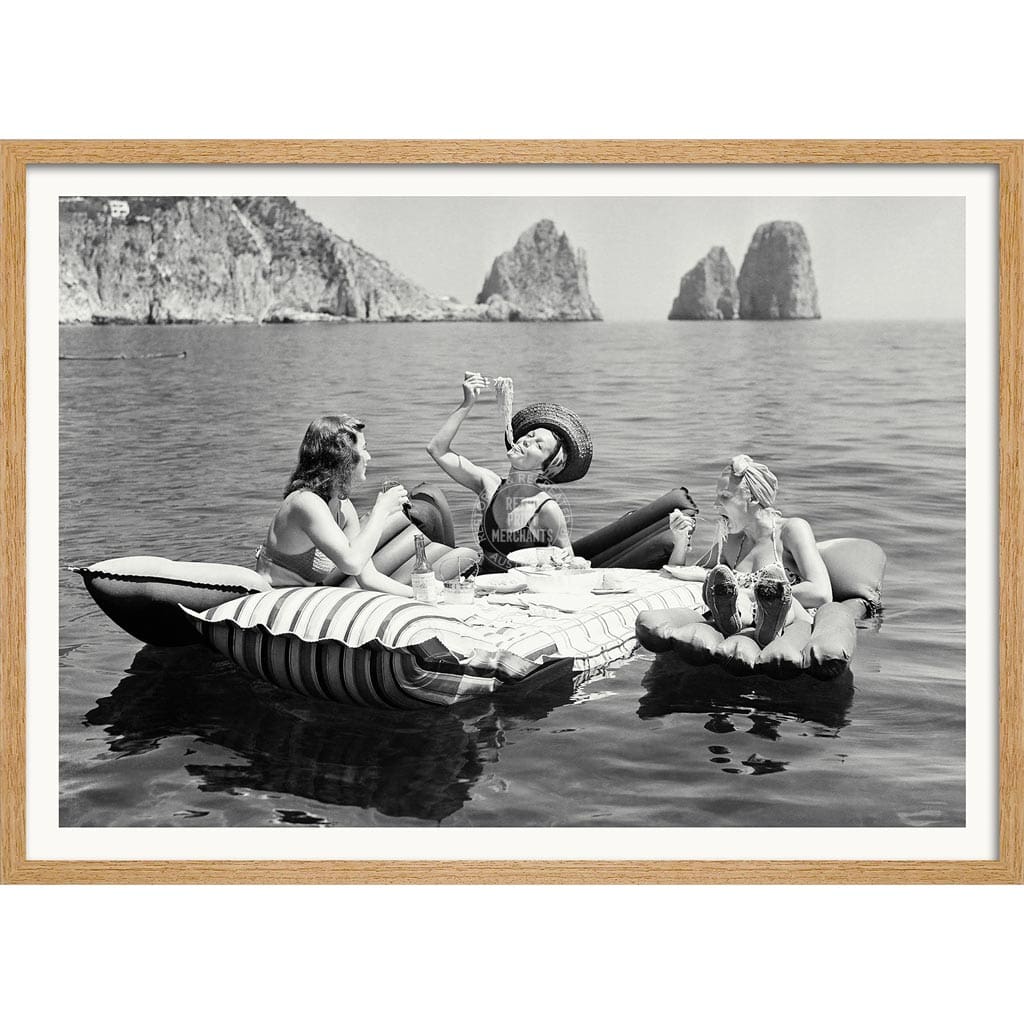 Pasta Off Capri | Italy A4 210 X 297Mm 8.3 11.7 Inches / Framed Print: Natural Oak Timber Print Art