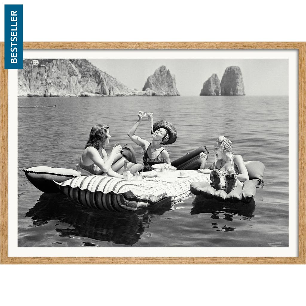 Pasta Off Capri | Italy A4 210 X 297Mm 8.3 11.7 Inches / Framed Print: Natural Oak Timber Print Art