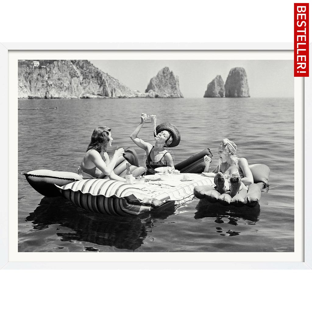 Pasta Off Capri | Italy A4 210 X 297Mm 8.3 11.7 Inches / Framed Print: White Timber Print Art