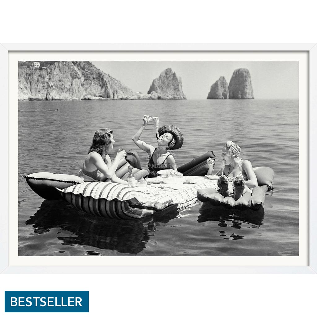 Pasta Off Capri | Italy A4 210 X 297Mm 8.3 11.7 Inches / Framed Print: White Timber Print Art